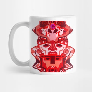 red crimson alien totem in olmec head of the golden saints ecopop pattern arts Mug